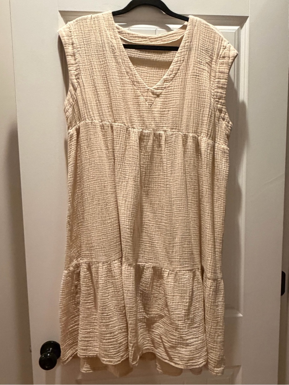 Cream Tiered V-Neck Women's Dress